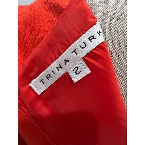 Trina Turk Red/Orange V-Neck 3/4 Sleeve Dress Size 2 - Picture 5 of 5